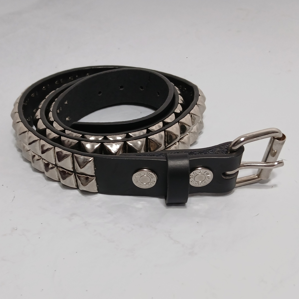 Black Leather Belt with Silver Studs